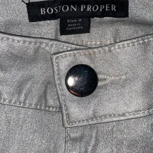 Boston Proper metallic coated ankle skinny jean pant Sz 4 - Picture 7 of 10